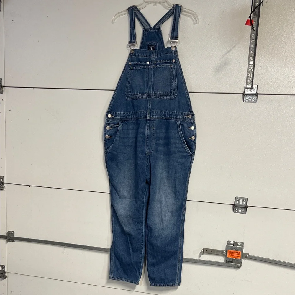 GAP WOMENS BLUE DENIM JEAN OVERALLS LARGE